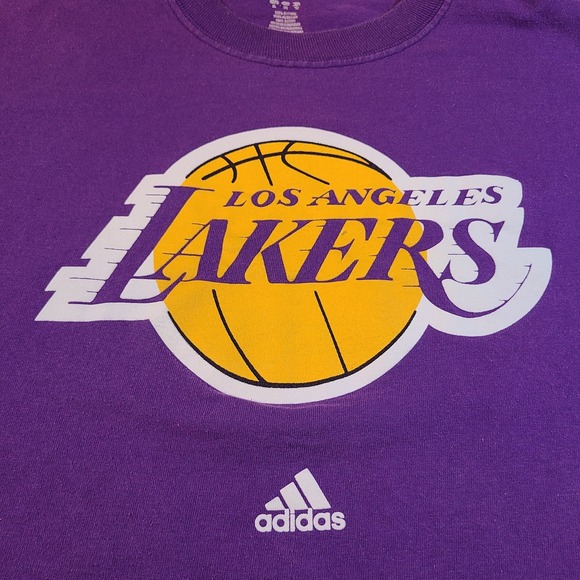 Adidas Los Angeles Lakers Shirt Mens XL‎ Purple Gold NBA Tee Basketball Fan Gear - Picture 1 of 5